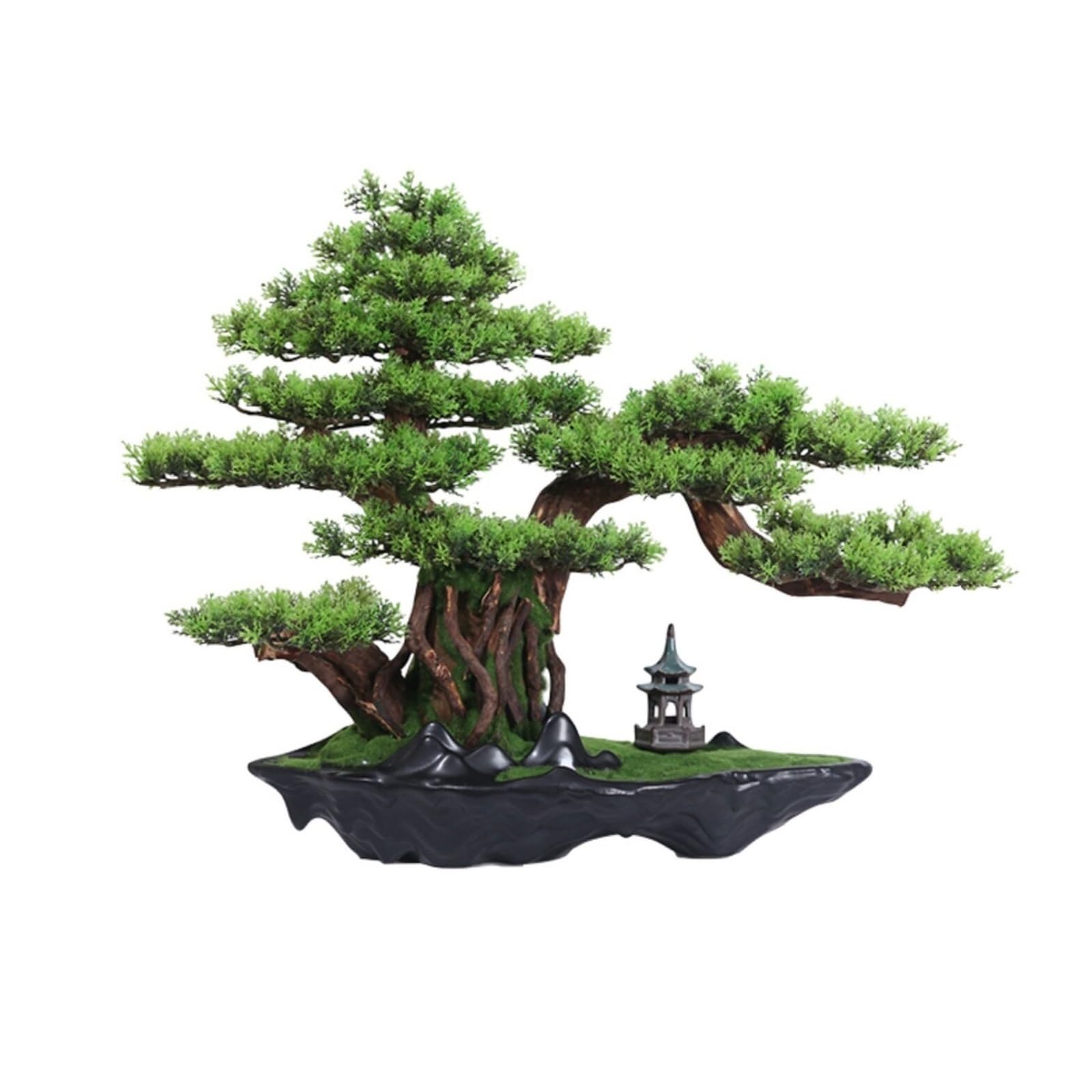 WOTZOV Fake Plants Artificial Bonsai Tree Fake Plant Decoration Potted For Home Indoor Office Desktop Display Bonsai Tree