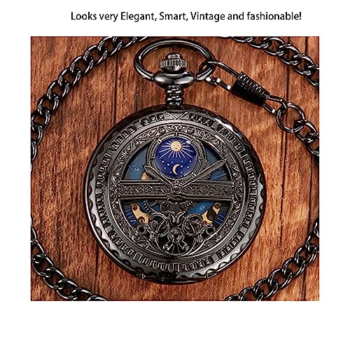Klassieke Zakhorloge Handopwindbare mechanische zakhorloges heren zakhorloge vintage met kettingdoos for papa zoon opa verjaardagscadeaus Quartz Zakhorloge - Afbeelding 6