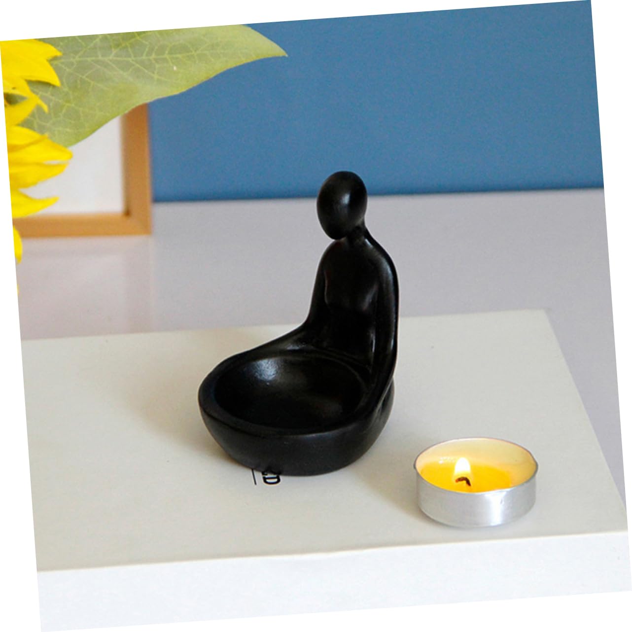 Amosfun 3st Leuchter Kerzenschale Abstrakte Kunstskulpturen Denker Figur Kegelkerzenhalter Moderne Kerzenhalter -statue Abstrakter Charakter Für Tisch Harz Black