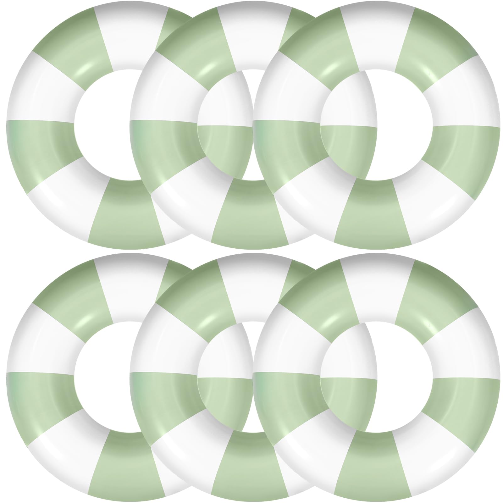 6 Pcs Green Stripe Inflatable Pool Float Tube 30 Inch Swimming Ring Inflatable Tube Pool Float Swim Floaties Funny Water Floats Toys for Adults Beach Party Supplies