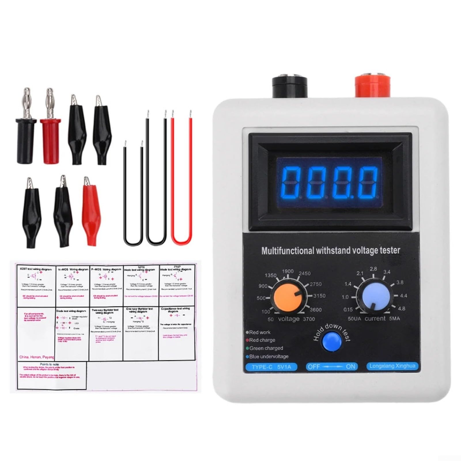 Transistor Tester, IGBT Transistor tester di tensione 0-3500 V, tester di diodi MOS Transistor MOV (rosso)