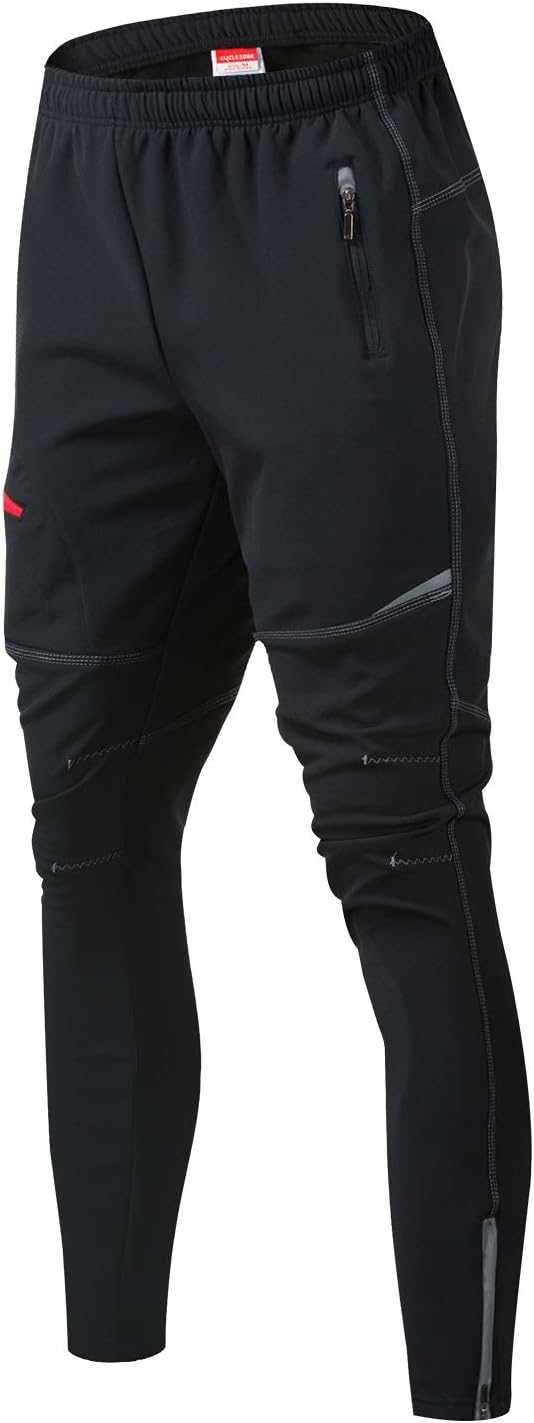 JOGVELO Cycling Trousers, Mtb Pants Winter Fleece Thermal Waterproof Windproof Sports Pants for Men Black