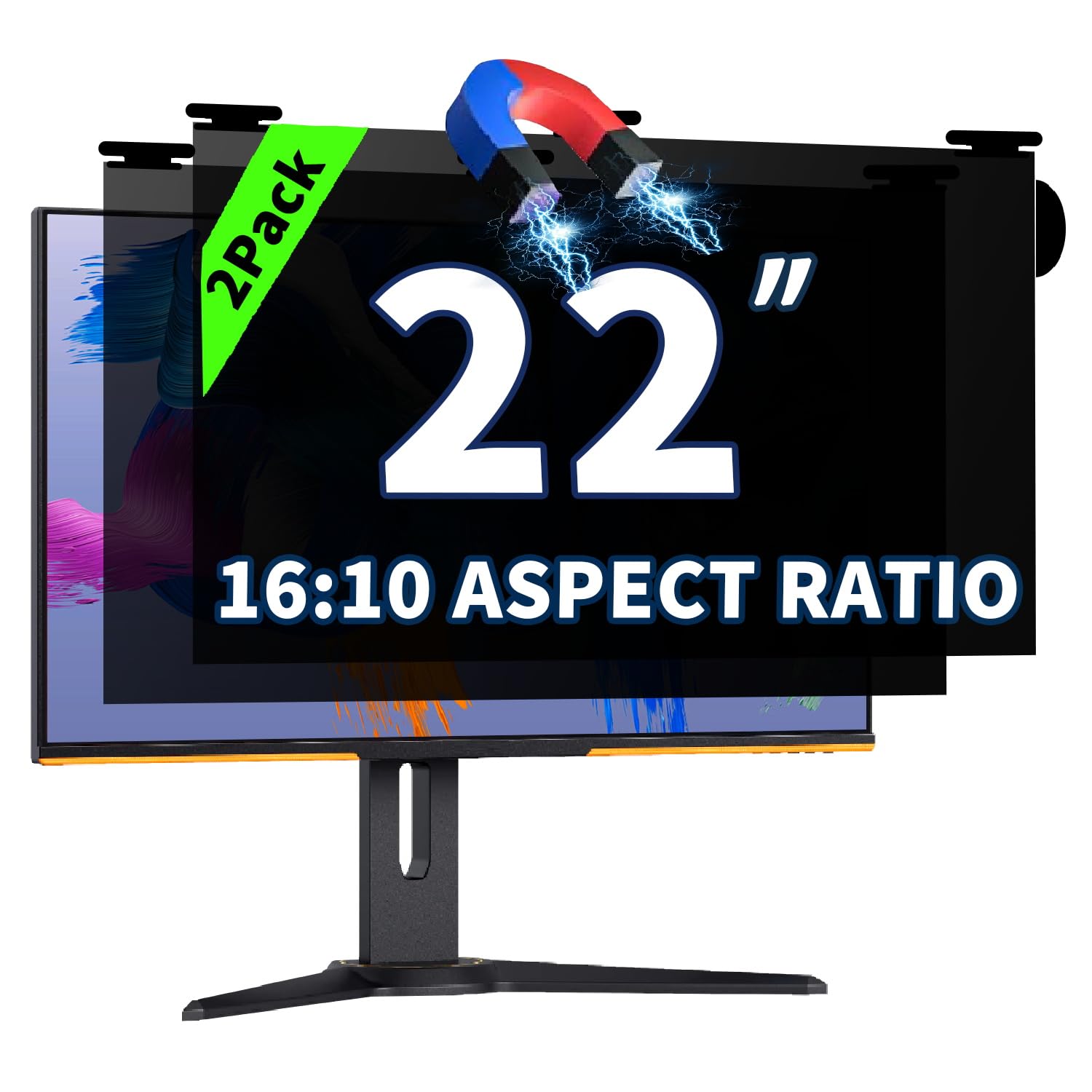 2 Pack Magnetic Hanging Computer Privacy Screen 22'' for 16:10 Aspect Ratio