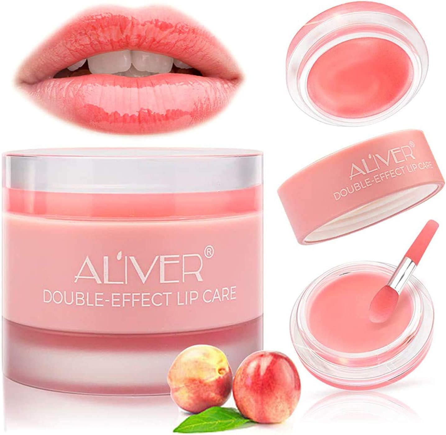 Lip Sleep Mask with Collagen Peptide, Peach Lip Scrub Overnight Moisturizer for Lip Skin Care and Lip Treatment Repairs Dry&Chapped&Peeling&Cracked Lips, a Lip Balm for Lip Care (Peach)