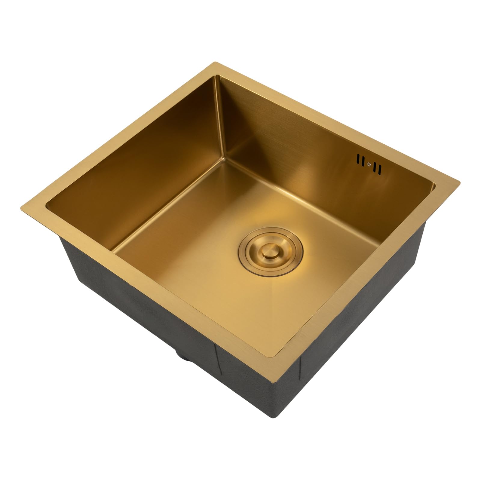 Évier de cuisine doré 50 x 45 cm, 1 bac avec revêtement par condensation, en acier inoxydable, profondeur 20 cm, évier de cuisine