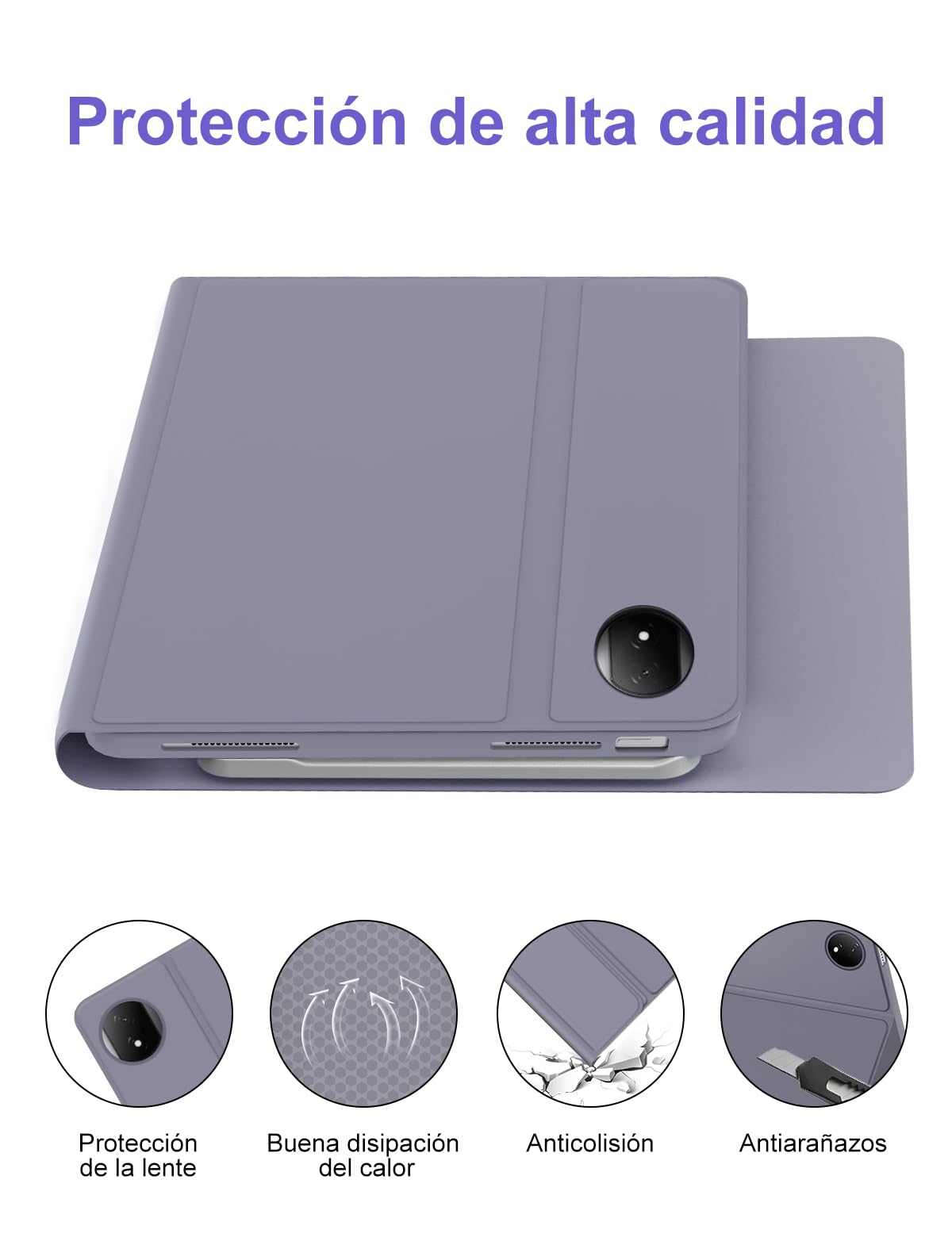 Funda con Teclado para Honor Magic Pad 2 12.3 Pulgadas 2024 | [Español] Retroiluminado Bluetooth Magnéticamente Teclado con Funda Delgada y Touchpad para Tablet Honor Magic Pad 2, Lavanda