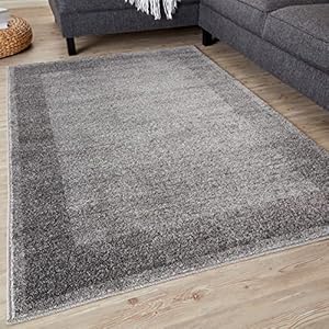 THE RUGS Ultra Soft Area Rug – Modern Luxury Fluffy Rug, Grey Plain Pattern Rugs for Living Room, Bedroom, Kids Room (120×170 cm, Grey)