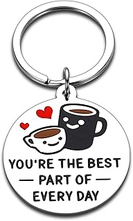 Valentines Day Gifts for Him Her Boyfriend Girlfriend Funny Couple Gifts for Men Women Anniversary Romantic Gifts for Him Her Cute Birthday Gifts for Boyfriend Girlfriend Lovely Coffee Cup Keychain