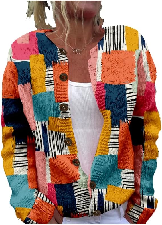 Sweaters for Women Casual Long Sleeve Soft and Comfy Button Down Baggy Slim Fit Knit Heavyweight Cardigan