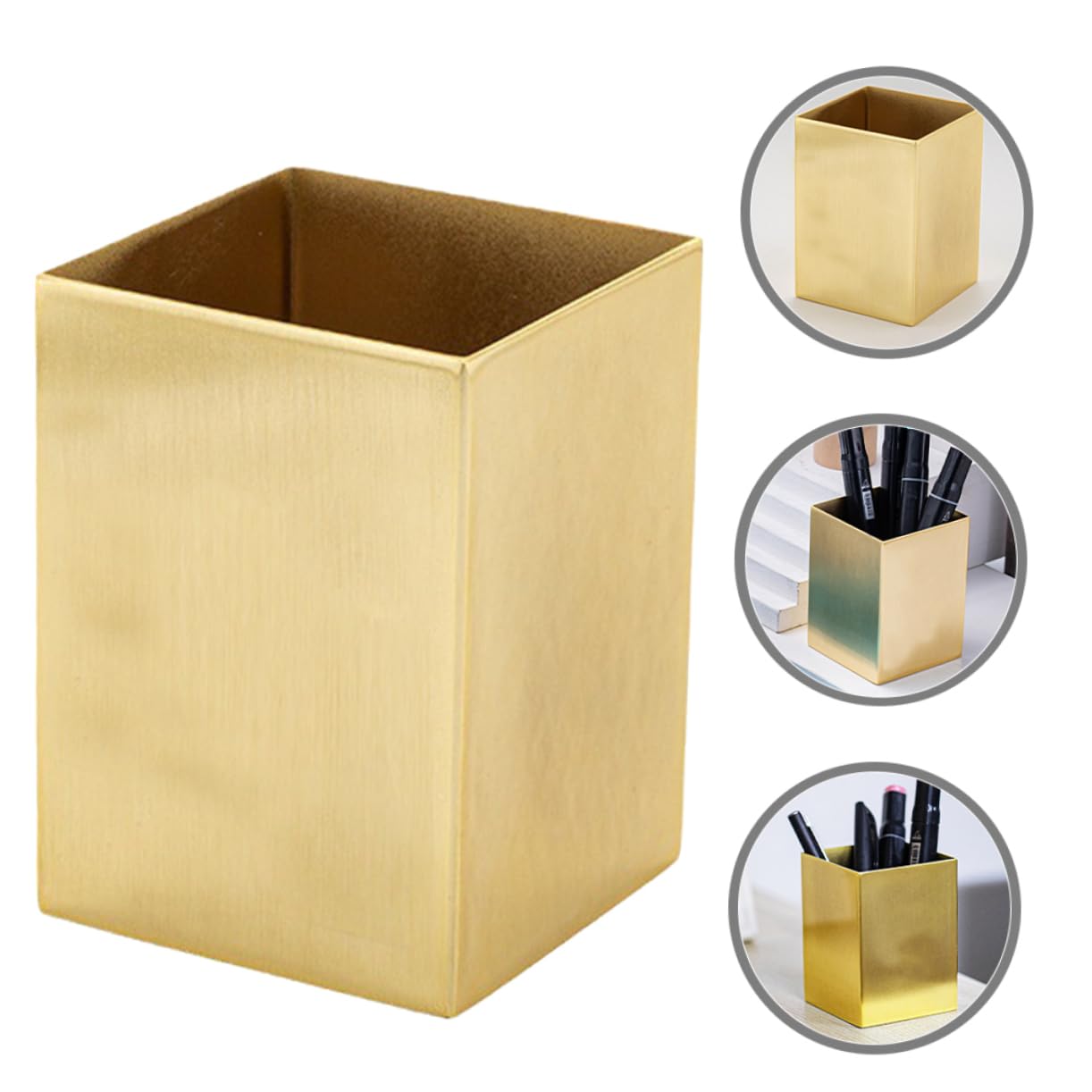 Portalápices de Acero Inoxidable para Escritorio, Organizador de Pinceles y Bolígrafos, Portátil, Dorado, para Oficina y Maquillaje