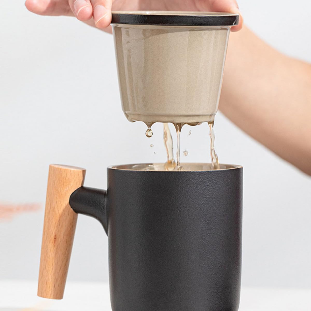SUPVOX Taza de Cerámica Filtro y Tapa, Infusor de Té Portátil Prueba de Fugas Adecuado para Oficina y Viajes, Capacidad Grande y Diseño Elegante
