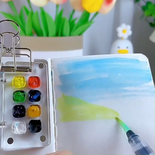 Amazon.co.jp: harukita 絵の具パレット ミニ水彩スケッチブック 水彩