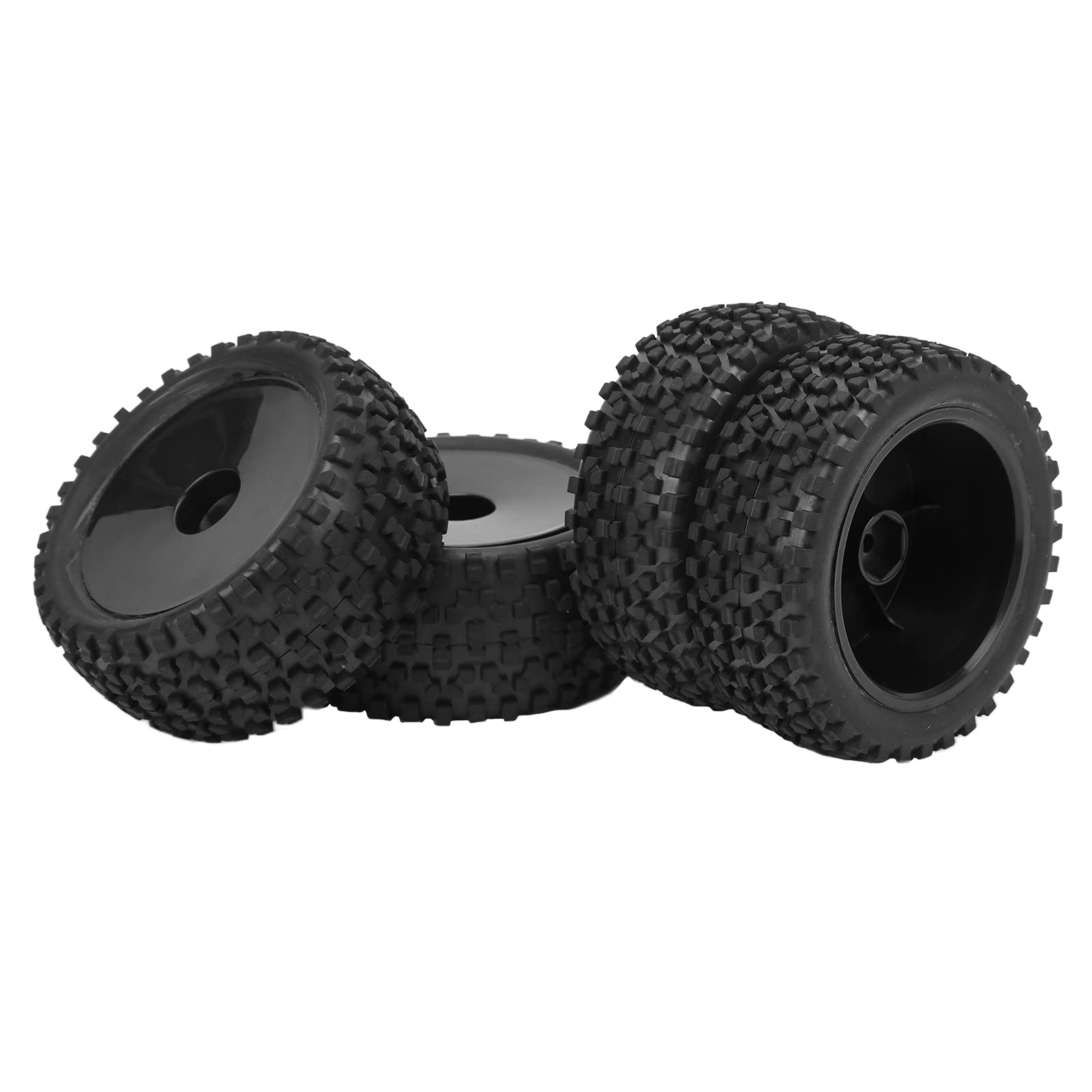 Opony do Kół RC, 4 Szt. Przednie Tylne Opony RC i Koła z Sześciokątem 12 Mm do Części do Modernizacji Samochodów Terenowych 1/10 RC(czarny)