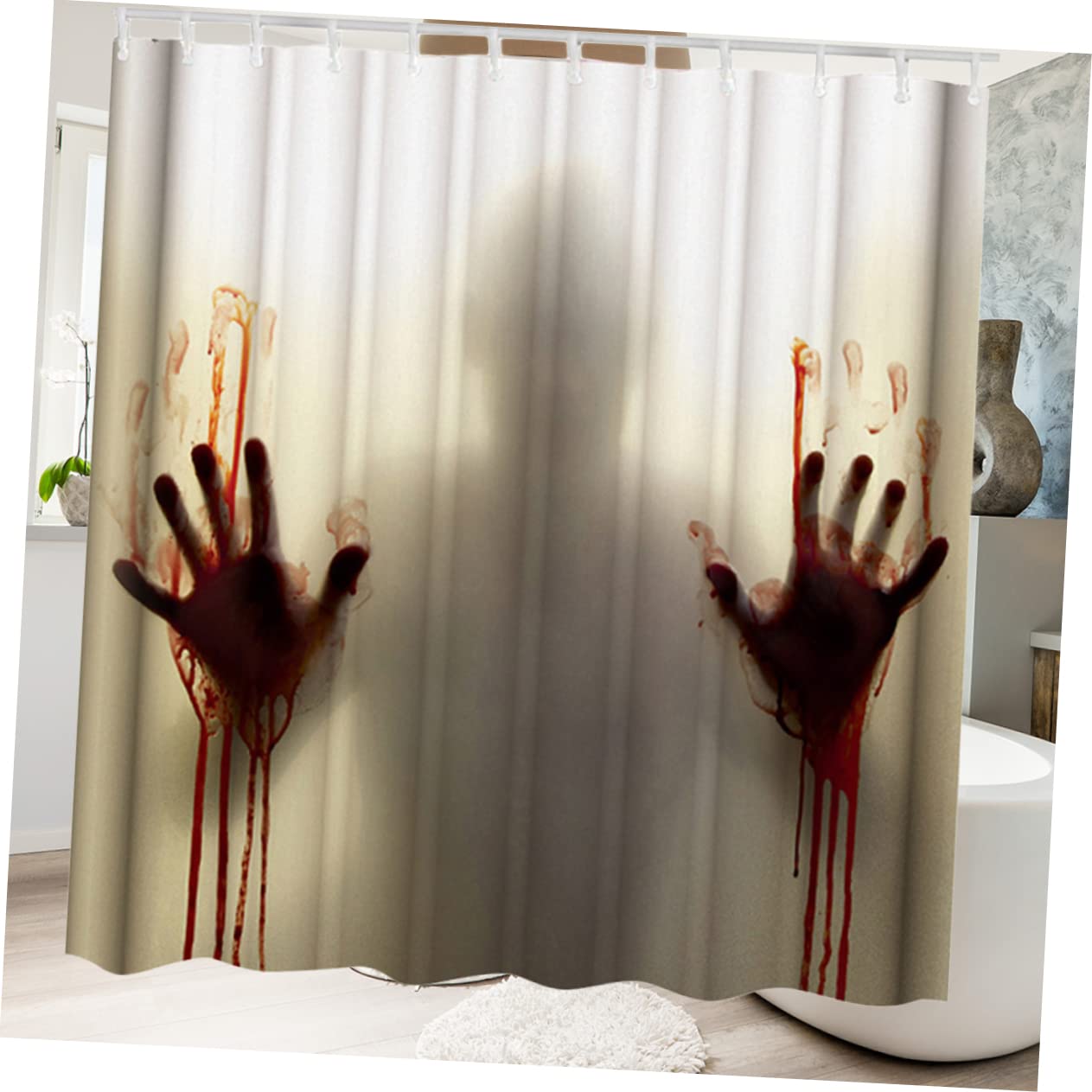 Cabilock Cortina De Ducha con Impresión De Sangre De Halloween 180 Ancho X180 Alto Cm Decoraciones Sangrientas De Halloween Cortina De Baño con Gancho Cortinas De Ducha Impermeable Conectar