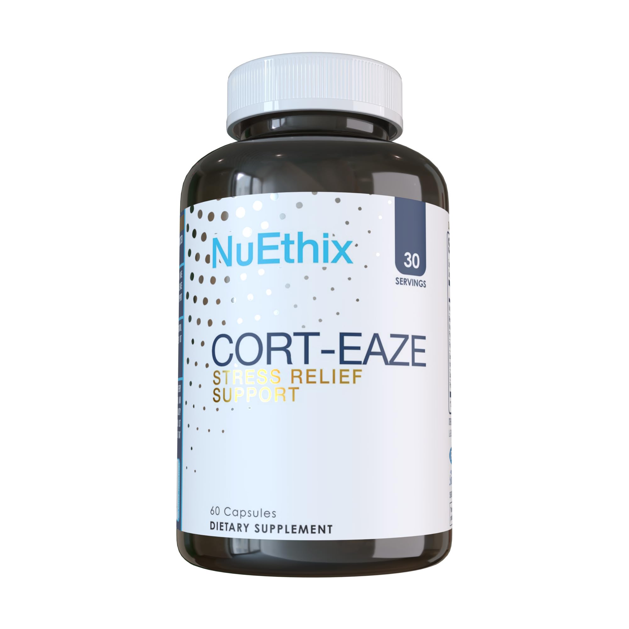 NuEthix Formulations Cort-Eaze - Cortisol Manager - Health Support Supplement with Ashwagandha, L-Theanine & Rhodiola Rosea - Relaxation and Better Sleep, 60 Capsules, 30 Servings