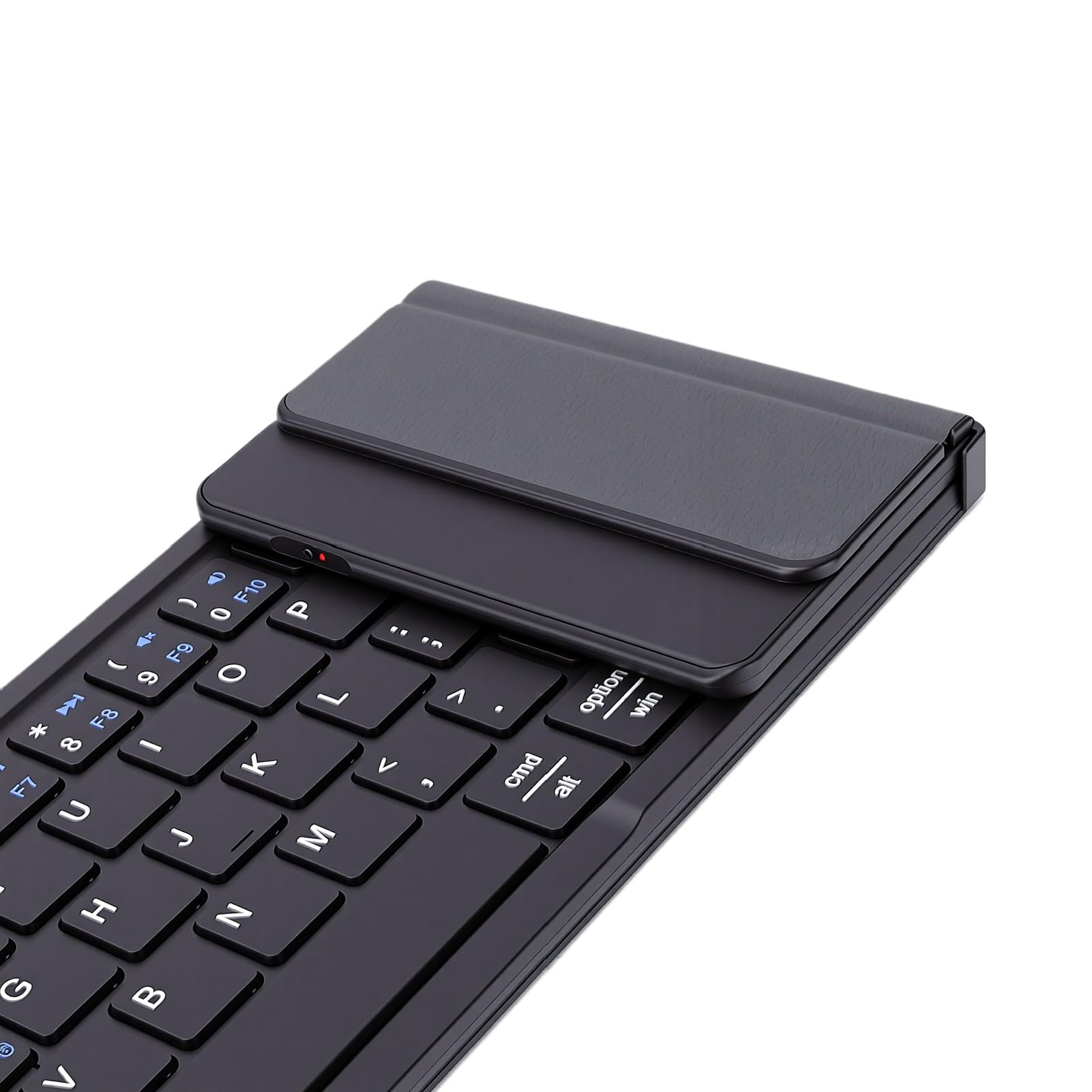 Tosuny Tastiera Bluetooth Pieghevole con Touchpad, Tastiera Wireless Portatile con Supporto e Custodia in Pelle PU, Tascabile Ricaricabile per Tablet Portatile IOS (BLACK)