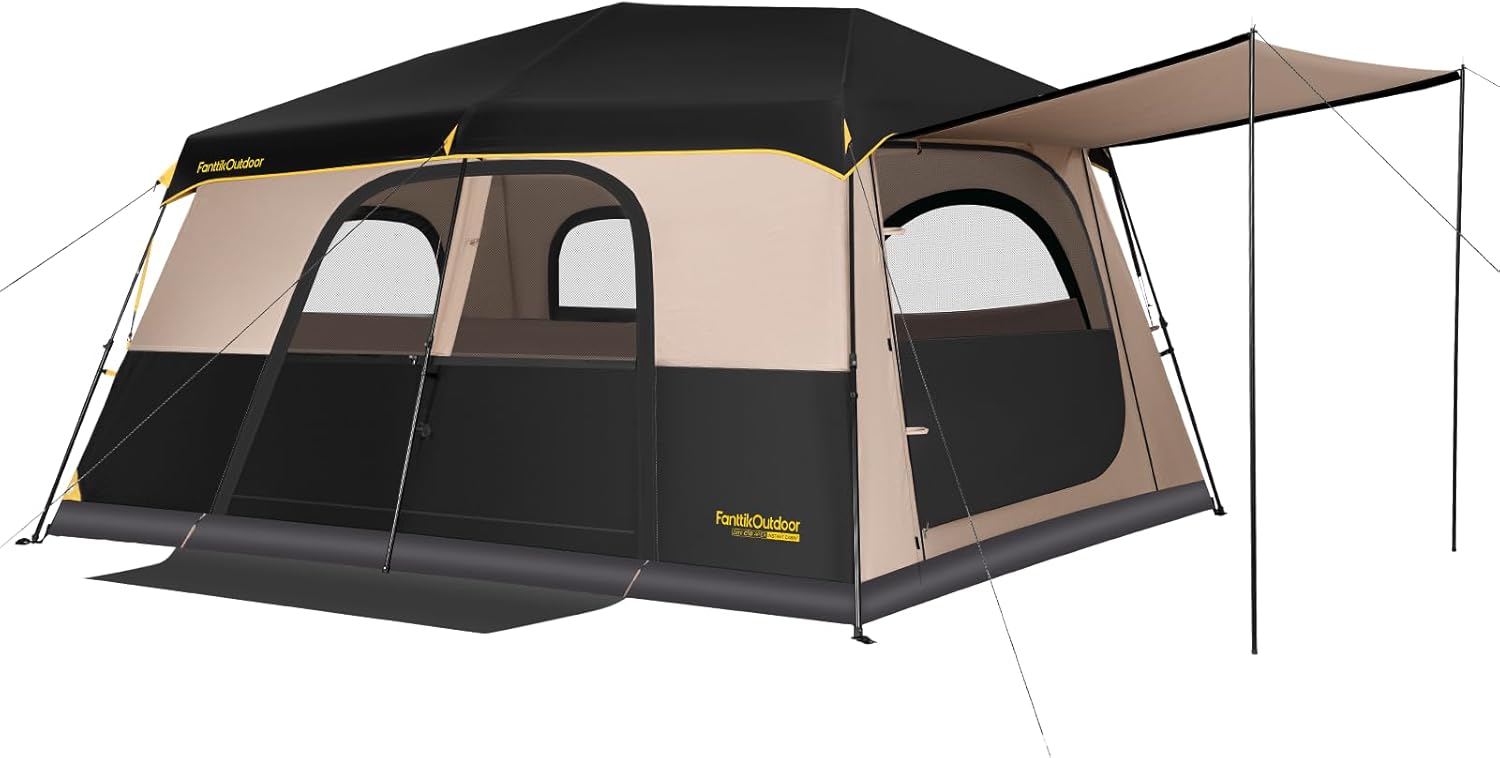 FanttikOutdoor Zeta C8/C10 Apex Camping Tent, 8/10 Person Instant Cabin Tent Setup in 60s, Family Tent with Carry Bag for Family Camping & Hiking, Waterproof, Upgraded Ventilation