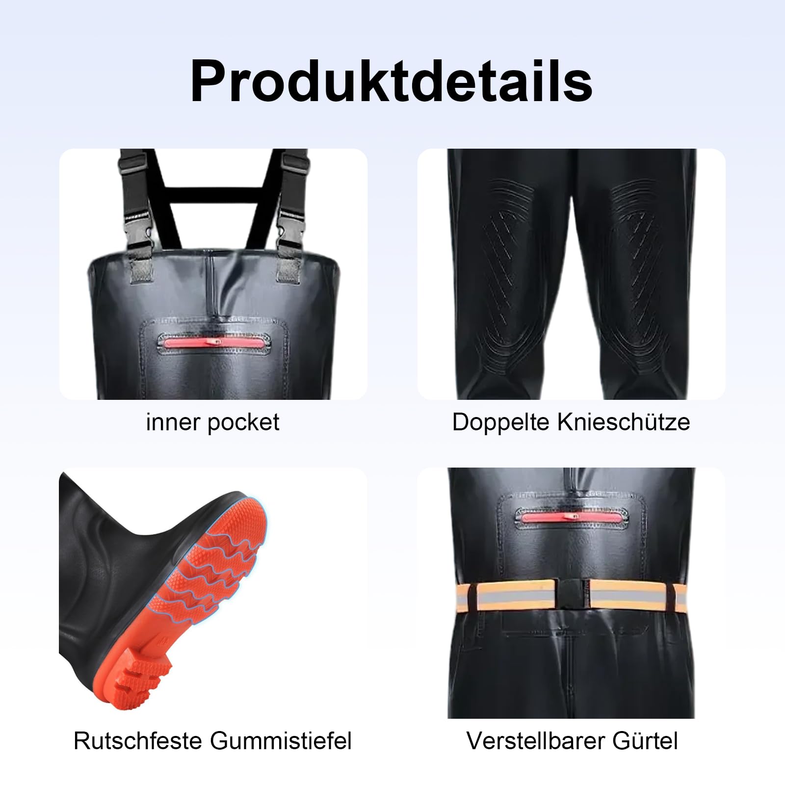 Waders pour homme et femme - Pantalon de pêche avec bottes - Pantalon de pêche pour adulte - Respirant - Imperméable - Avec bottes - Pour la pêche, les sports nautiques, les activités de