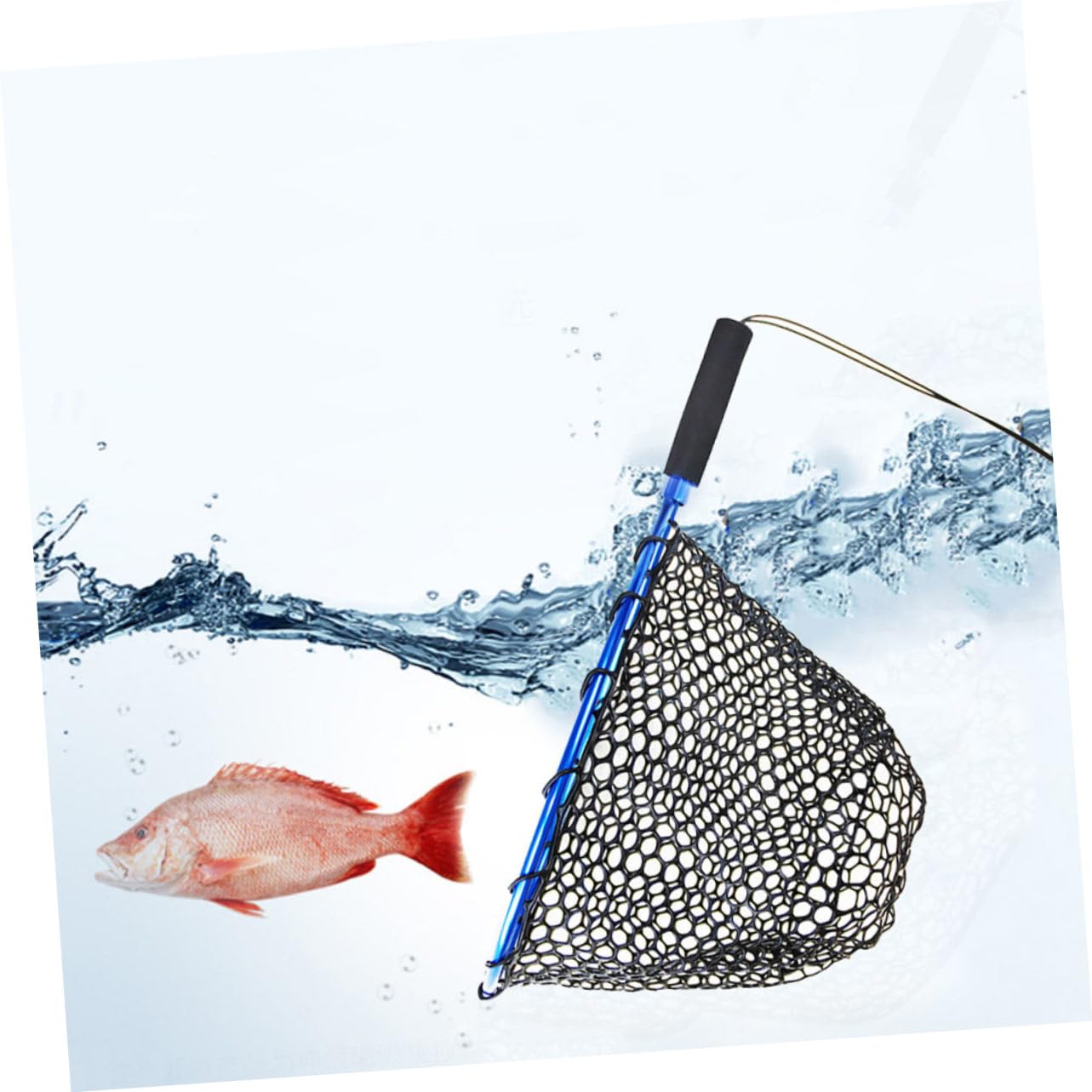 KOMBIUDA Red de Pesca Manual de Aleación de Aluminio Goma, Fácil de Llevar Cuerda de Clip para Pesca en Barco Aguas Poco Profundas