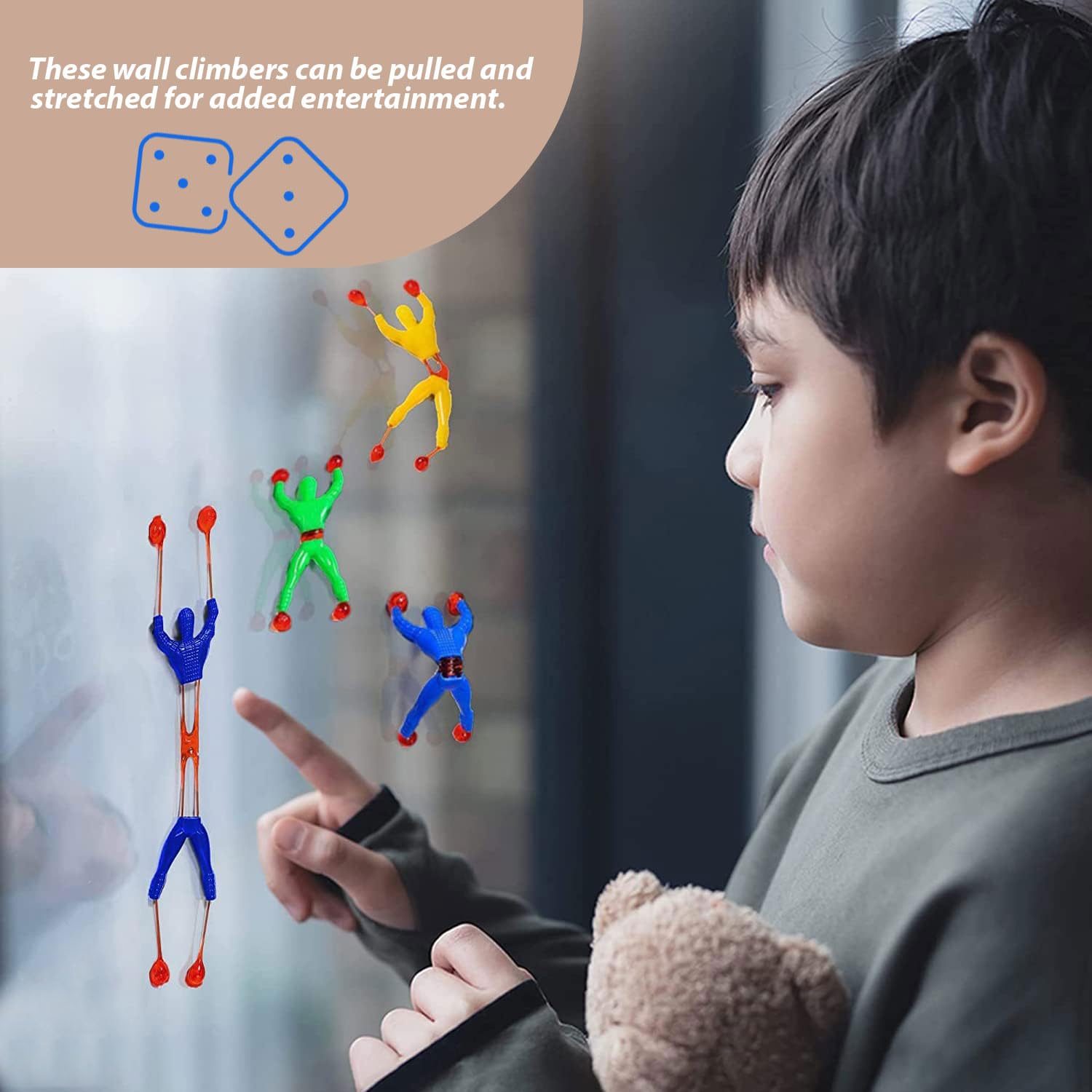 S & S PRODUCTS 20× Sticky Wall Crawler Men Toys, Multicolour Climbing Figures for Windows & Glass - Image 2