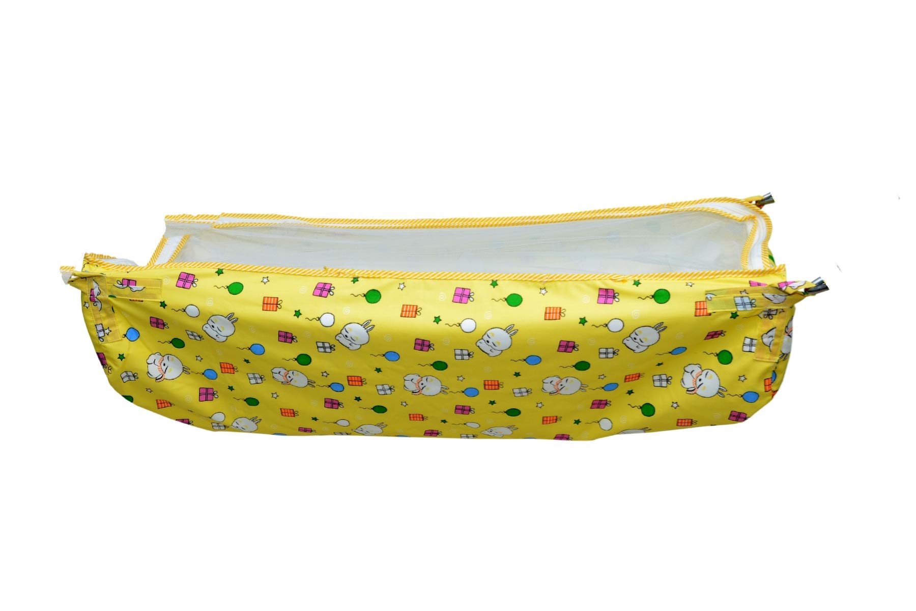 Soft Cloth Swing New Born Baby Cradle/Ghodiyu/Khoyu Hammock in Cool Cotton with Net, Yellow