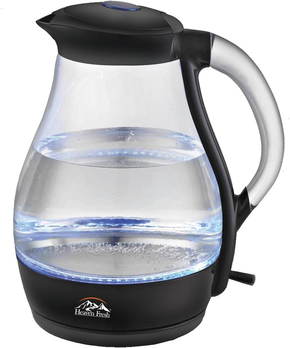 Heaven Fresh HF 1110 Cordless 1.7L Glass Electric Kettle with Blue LED Illumination
