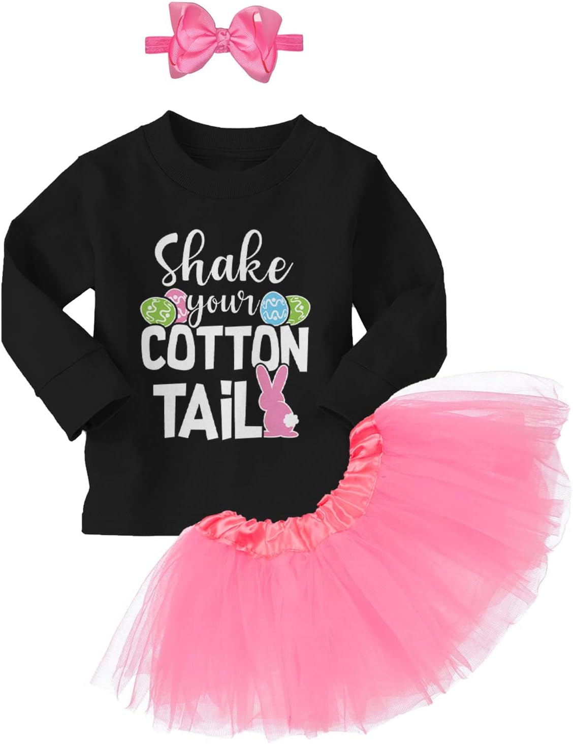 Tcombo Shake Your Cotton Tail - Easter Bunny Rabbit Baby Bodysuit + Tutu Skirt + Bow Headband Set