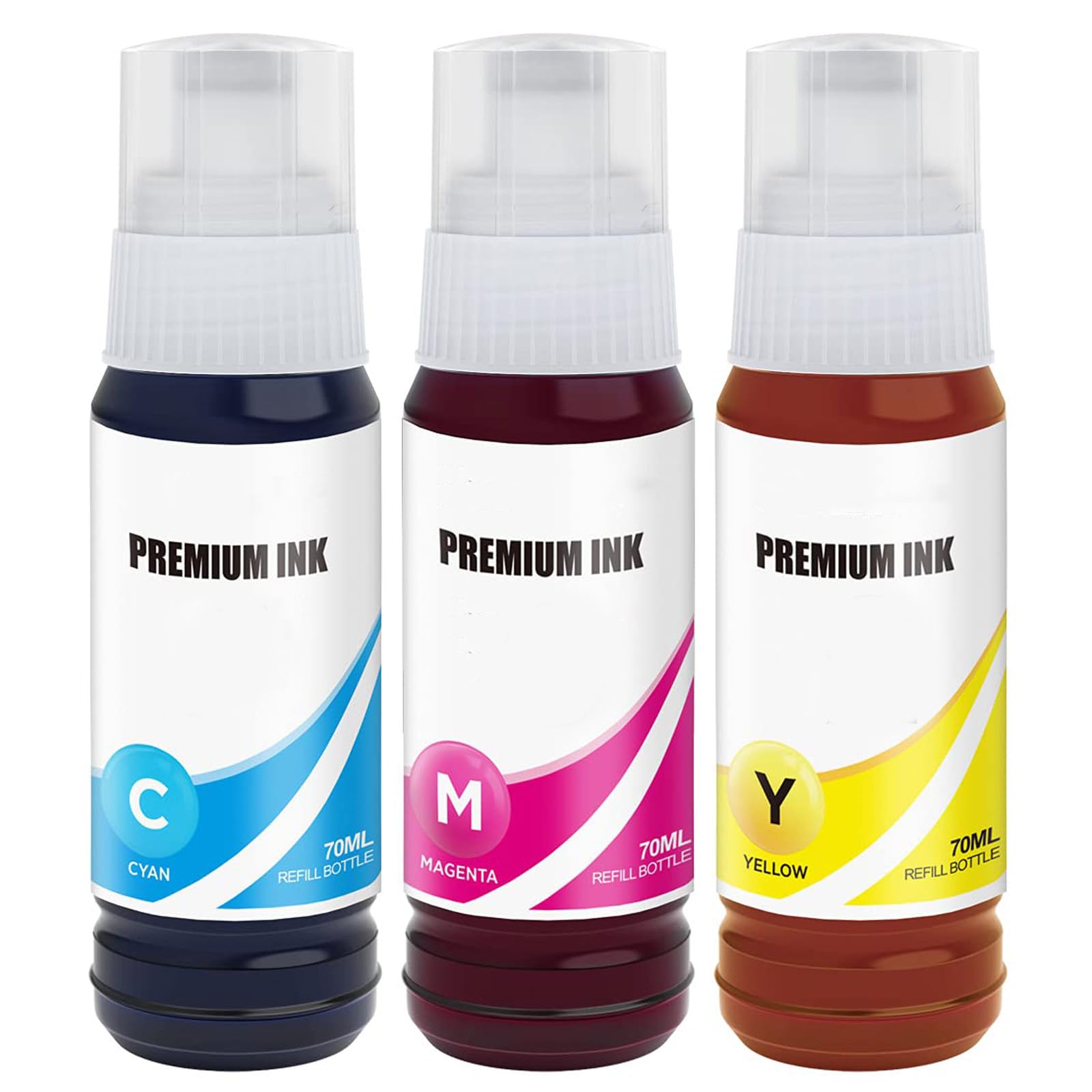 Replacement for Epson 502 T502 Color Ink Refill Bottle Replacement for Epson EcoTank – Cyan Magenta Yellow 3-Pack, High Yield (8,000+ Pages) – Work with ET-2850, ET-3850, ET-4850, ET-15000