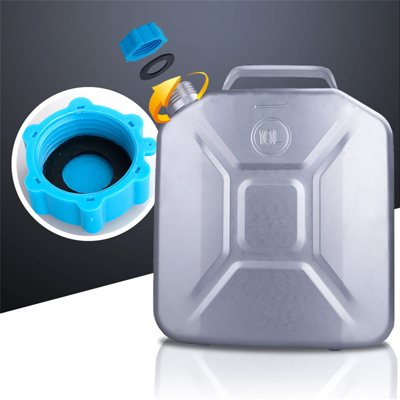 Recipientes para gasolina Tanque de gasolina de aluminio de 10L, 20L Lata de gas Puede alimentar el tanque de respaldo de emergencia con boquilla flexible y tubería de aceite incorporada, para vehíc