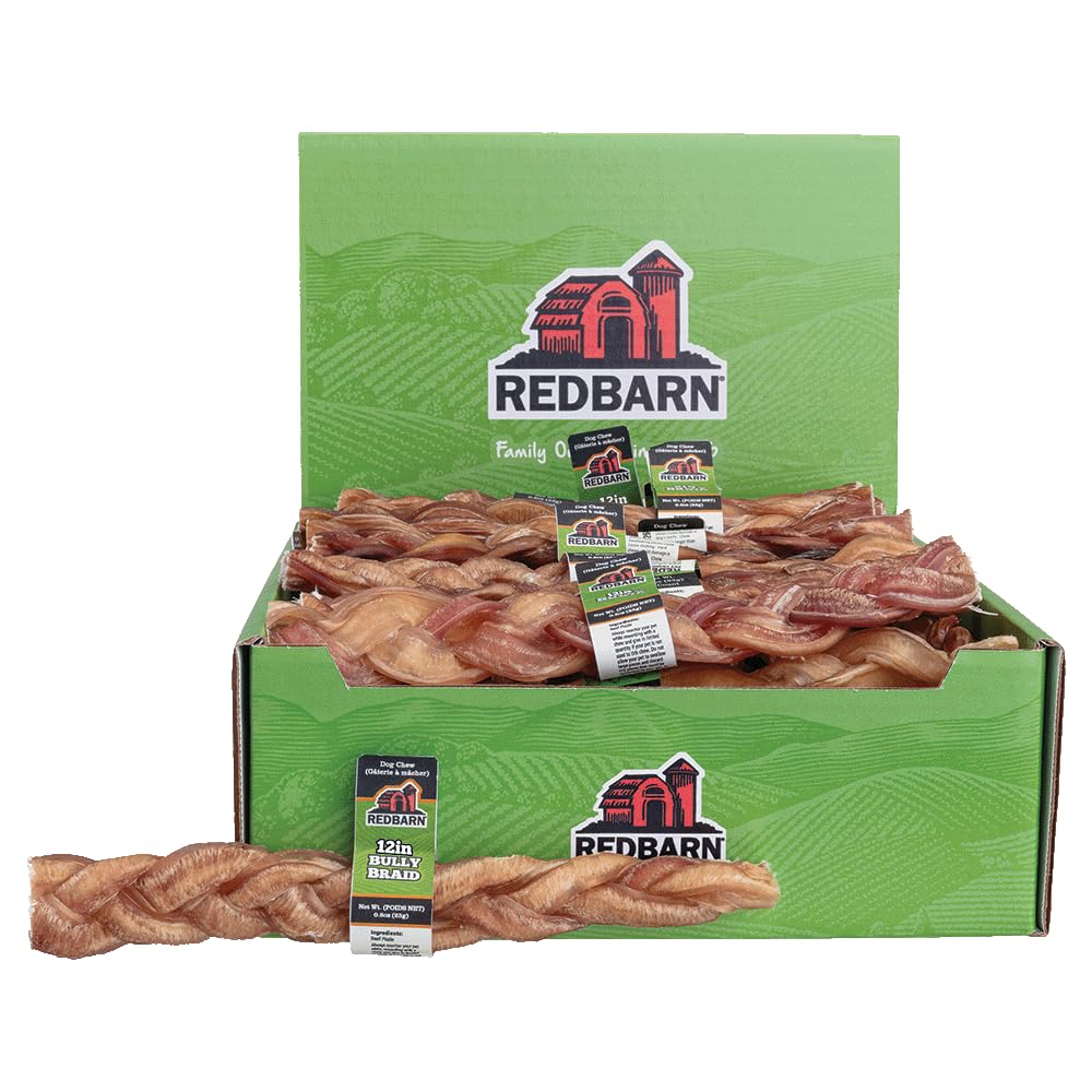 Redbarn Pet Products 12" Braided Bully Sticks for Dogs, Pack of 25