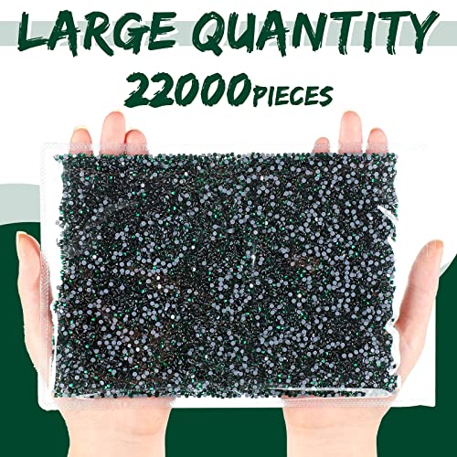 Image of 22000 Pcs Hotfix Rhinestone Bulk Crystal Iron on Flat Back Nail Gems Hot Fix Round Glass Rhinestones for Bedazzling DIY Crafts Clothes Shoes Supplies Decoration 2.7-2.9mm(SS10, Green)