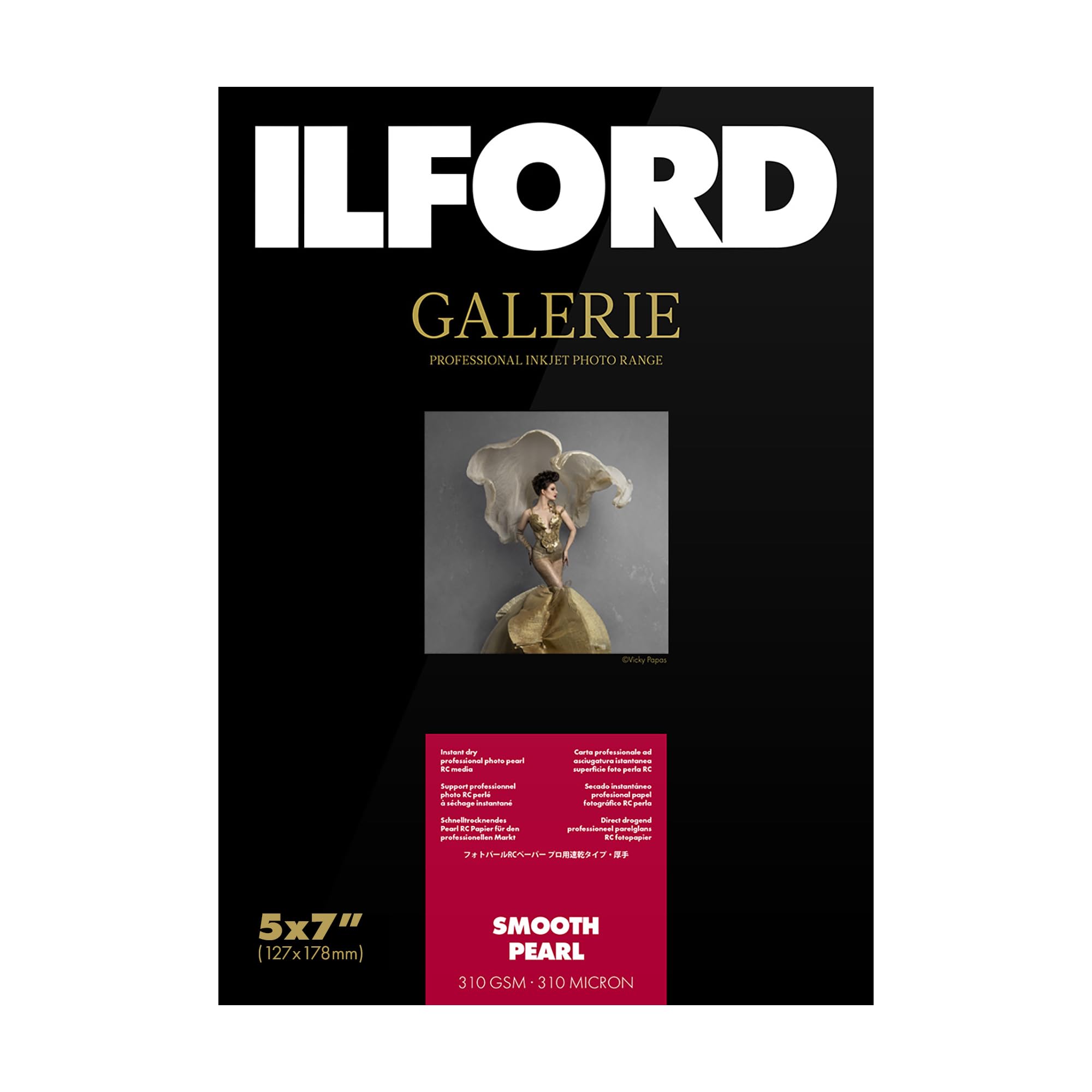ILFORD Galerie 5x7” (100 sheets) SMOOTH PEARL Instant Dry Archival Photo Inkjet Paper 12mil / 310gsm for Dye and Pigment ink printers, Color and Black and White, Made in Germany