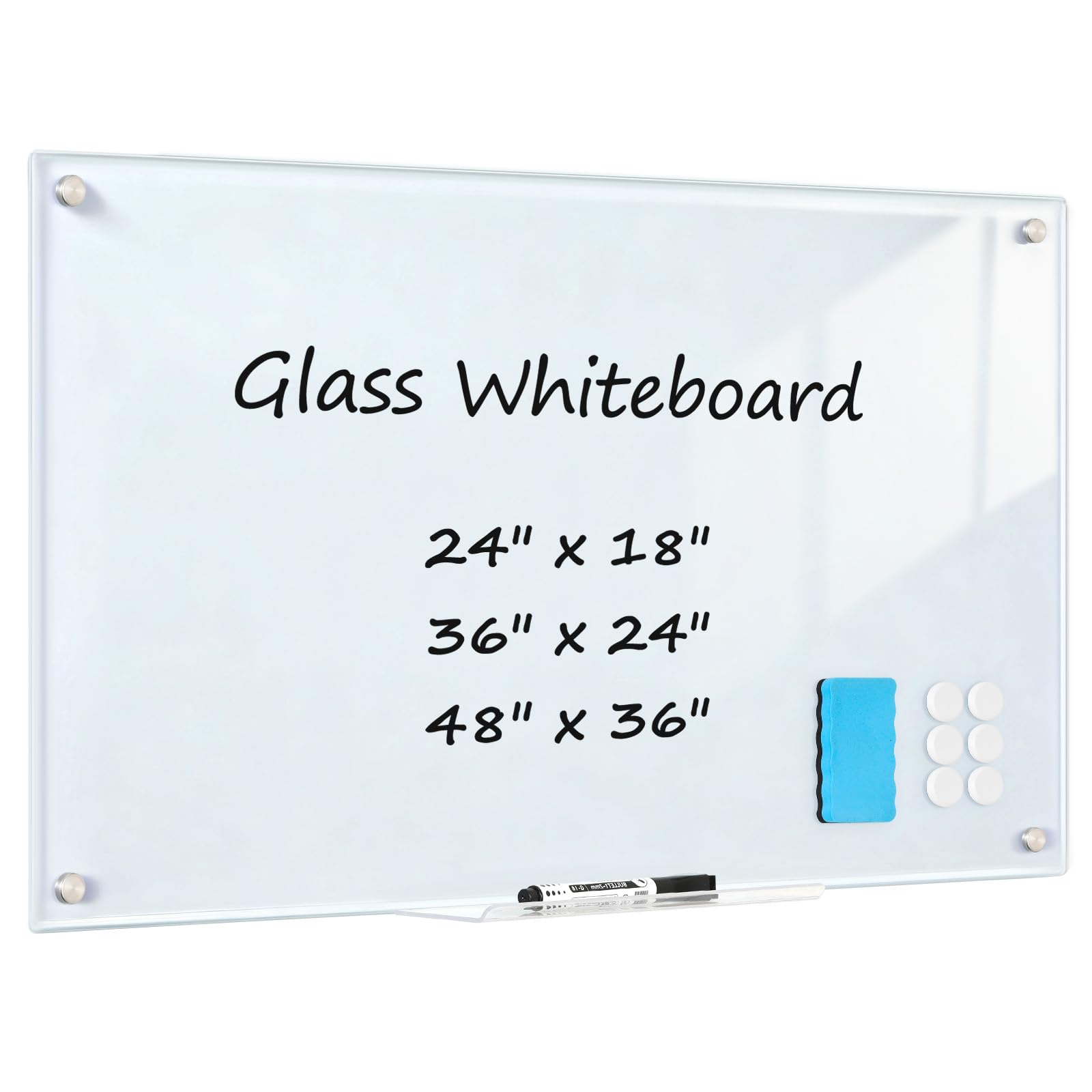 Photo 1 of ** STOCK PHOTO FOR REFERENCE, ONLY UNKNOWN OF MISSING PARTS**
AMUSIGHT 48" x 36" Glass Dry Erase Board, Large Tempered Glass Whiteboard