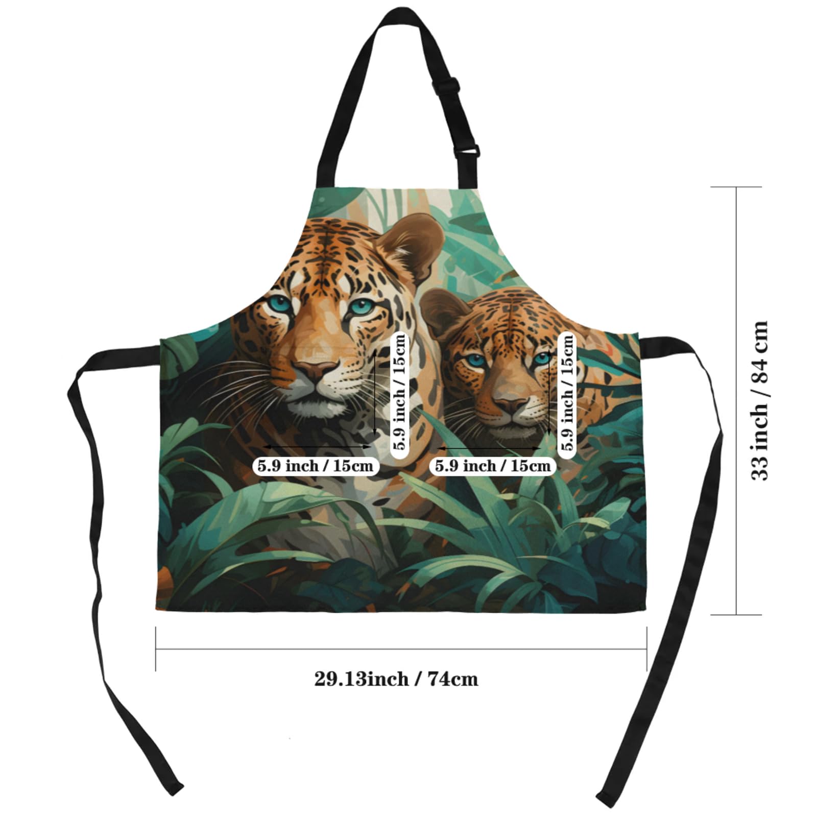 Aglebo Tigers Leaves Chef Apron with Pockets Adjustable Shoulder Strap Waterproof Cooking Apron for Kitchen Baking Gardening Pottery Painting