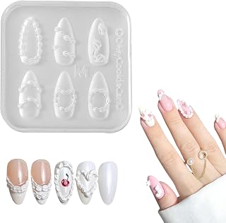 Silicone Nail Molds, 3D Nail Art Mold, 6 Patterns Cake Cream Design Manicure Mold for Women Girls DIY Nails Enthusiasts Professional Manicure Supplies