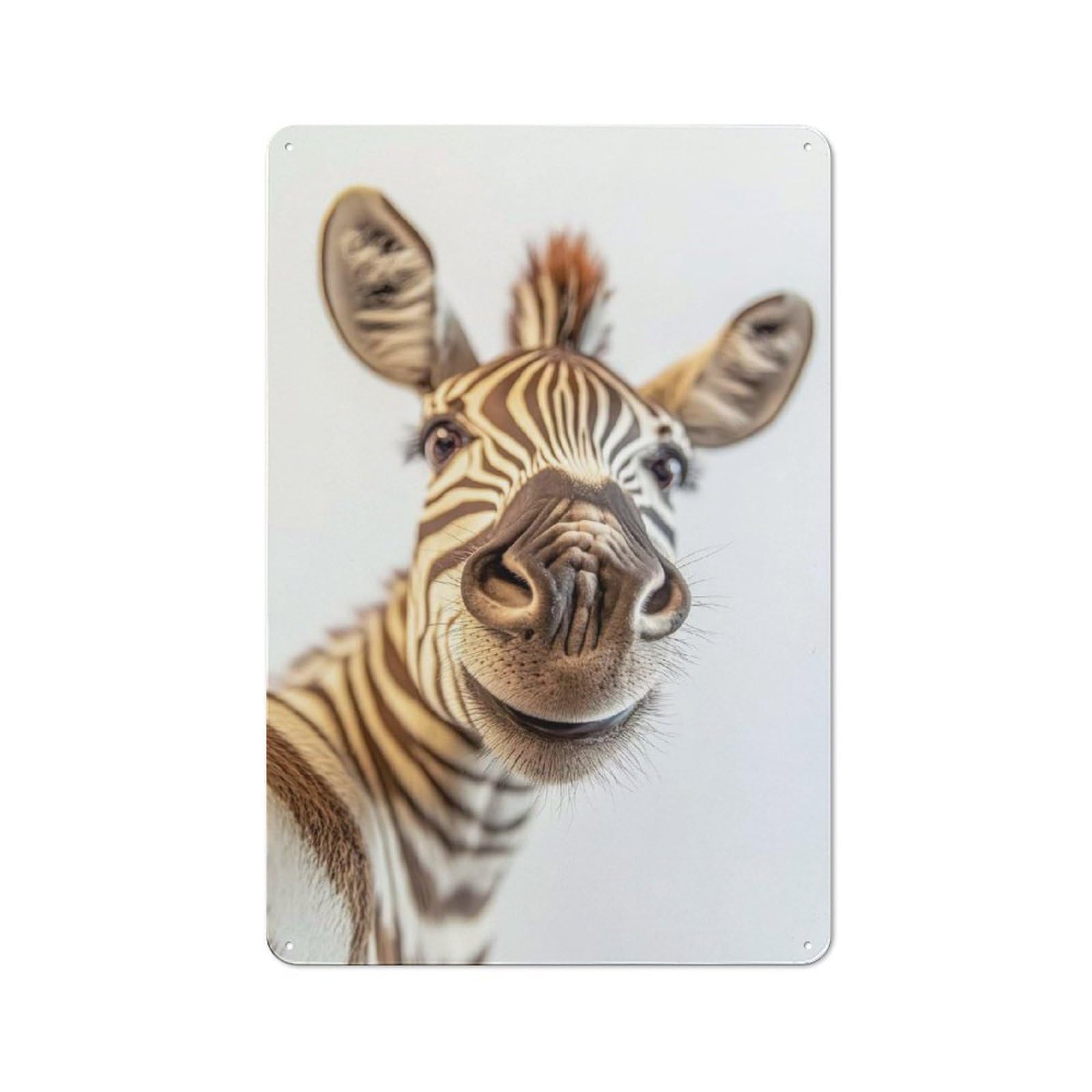 Junmoney Smiling Zebra Selfie Metal Sign 30X20cm With For Pub Or Café, Retro Decor, For Cooler-Month Interiors With Retro Character
