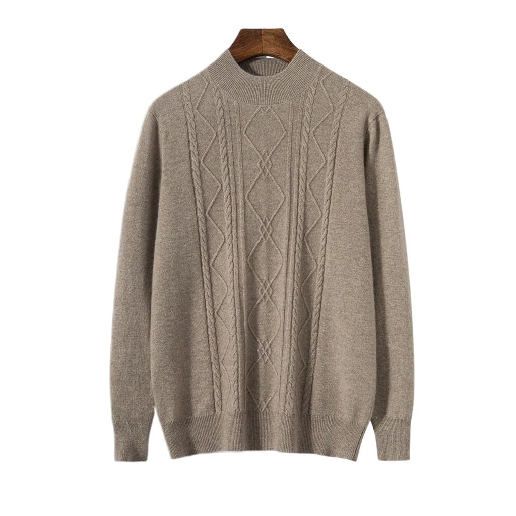 Pull en cachemire doux contre le froid pull à demi-col roulé en laine 2XL