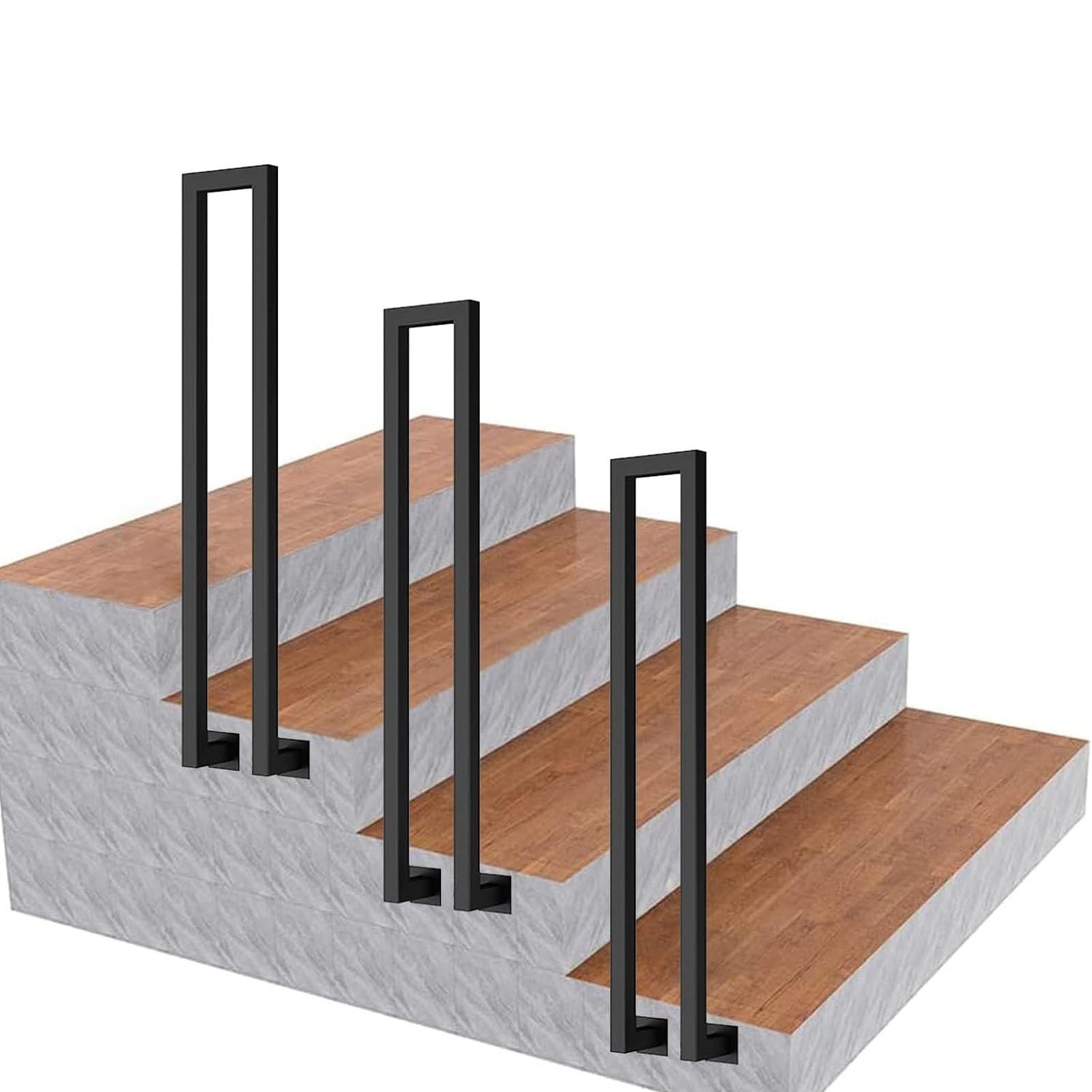 Rampes d'escalier extérieures montées sur le côté avec barre d'appui de sécurité en U