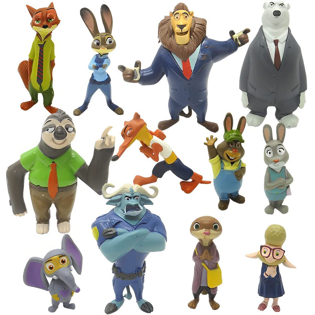 Zootopia Cake Toppers,12PCS Zootopia Figures Party, Anime Action Figures Cake Toppers,Cartoons Cupcake Figurine For Kids Birthday Baby Shower Zootopia Theme Party Supplies