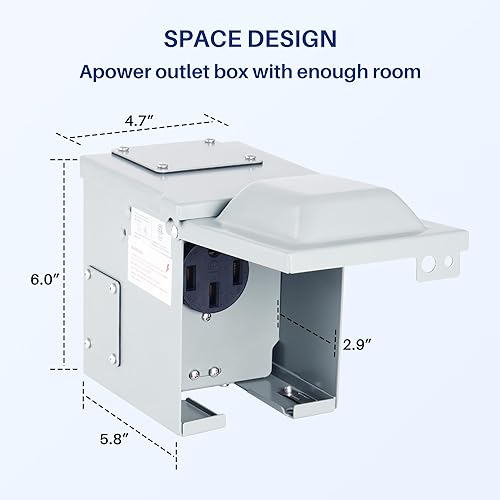 Miniatura 7 de Gerguirry Caja de toma de corriente de 50 amperios para RVEV, 125250 voltios, NEMA 14-50R, panel de receptáculo de 50 amperios, caja de salida