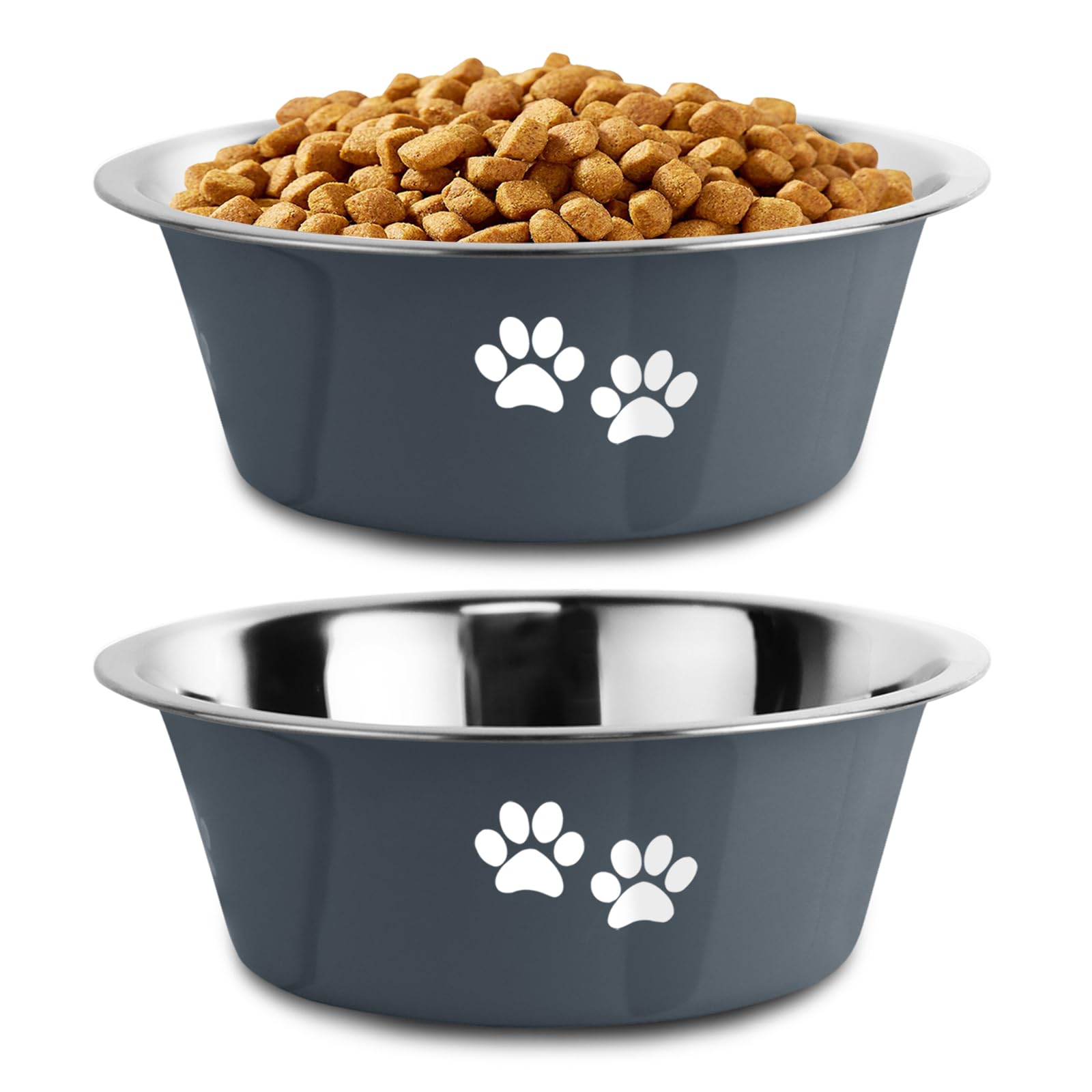 YUDANSI 860ml Dog Bowls 2 Pack Small Medium Dogs Feeding Bowls Food Water Bowls with Non-Slip Silicone Sole, Stainless Steel Dog Dishes Elevated Raised Pet Feeder — image 1