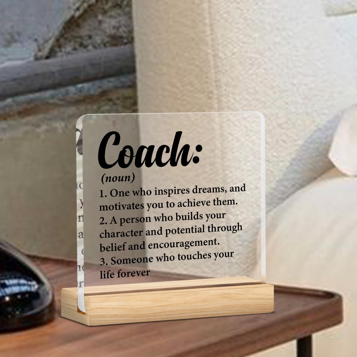 Thank You Coach Gifts for Women Men, Appreciation Gift for Coach Trainer Clear Acrylic Desk Decor Decorative Sign for Home Office, 4 x 4 Inches