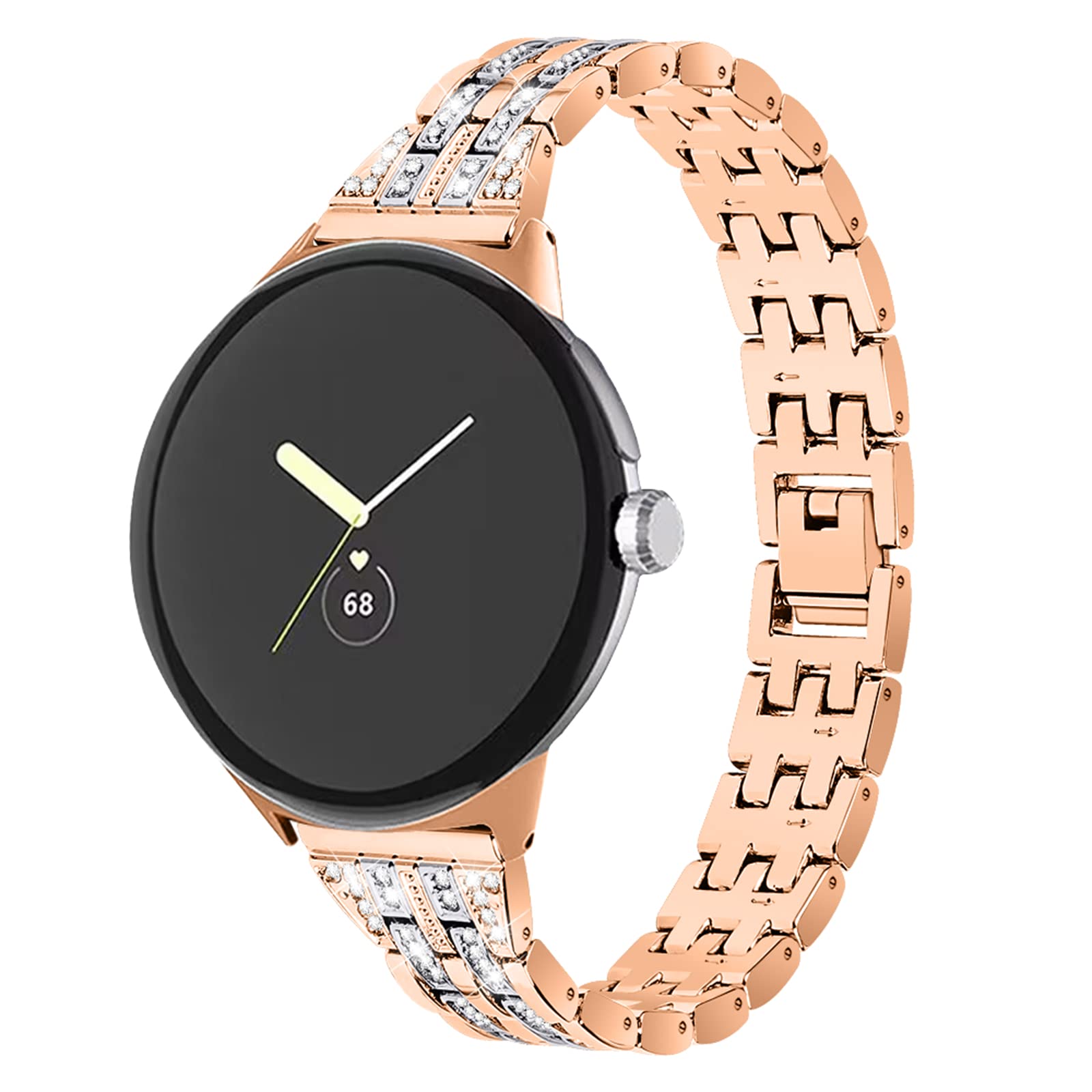 FitTurn Compatible with Google Pixel Watch 4 3 41mm/Watch 2 1 Band Women Bling Diamond Metal Strap Dressy Crystal Strap Band for Google Pixel 4 41mm