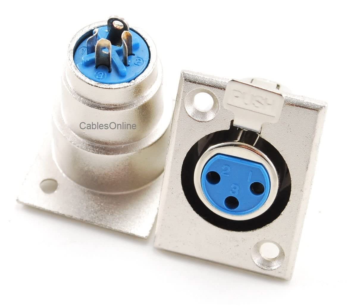 CablesOnline, 2-Pack XLR 3-Pin Female Jack Panel Mount, Nickel Plated Connector, CN-A60-2