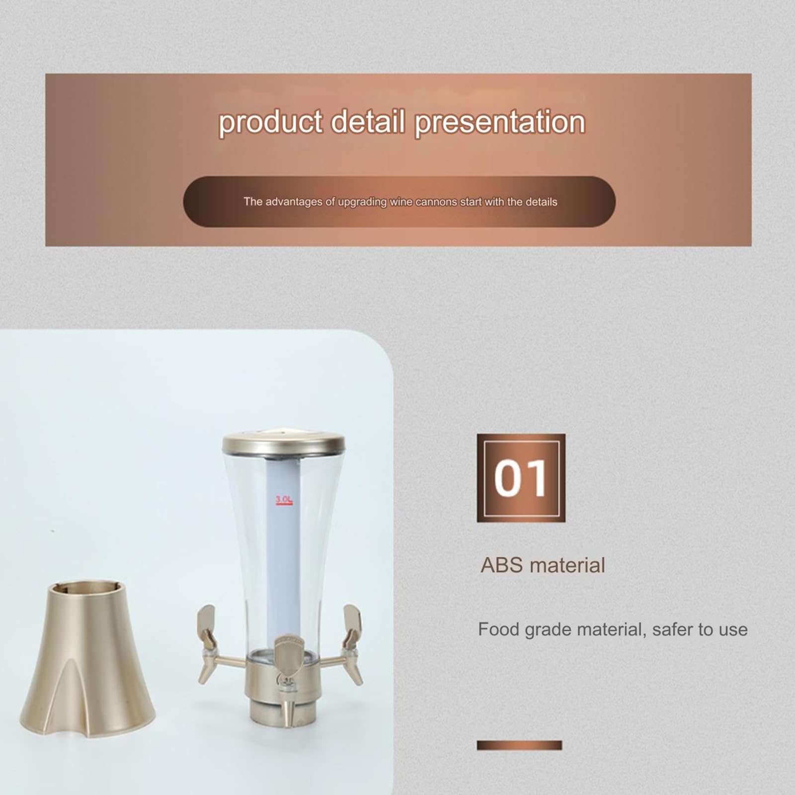 Dispensador De Torre De Cerveza De 3L, Dispensador De Alcohol Portátil De 3 Grifos con Luz Led Y Tubo De Hielo para Restaurante, Bar, Buffet,C