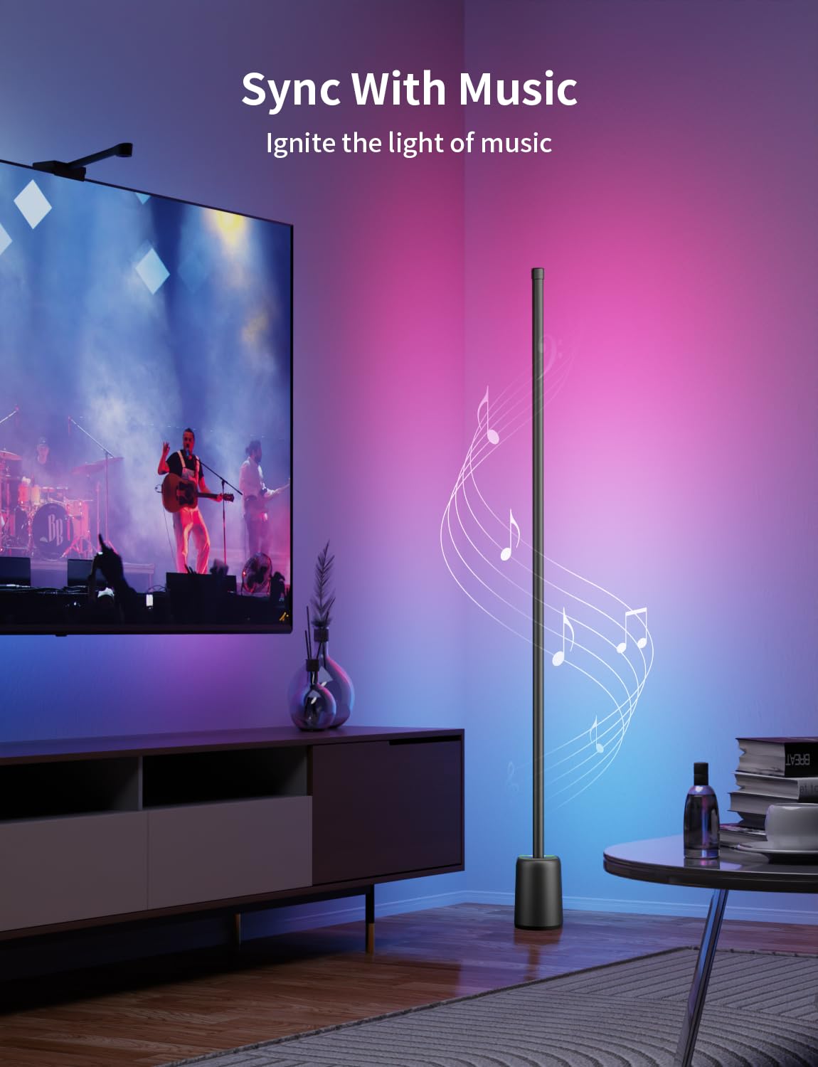 Ailofy Lampada da terra angolare, 1500lm RGBW, lampada angolare funziona con Alexa e Google Assistant, 16 milioni di colori fai da te, sincronizzazione con musica, controllo app, moderna lampada da