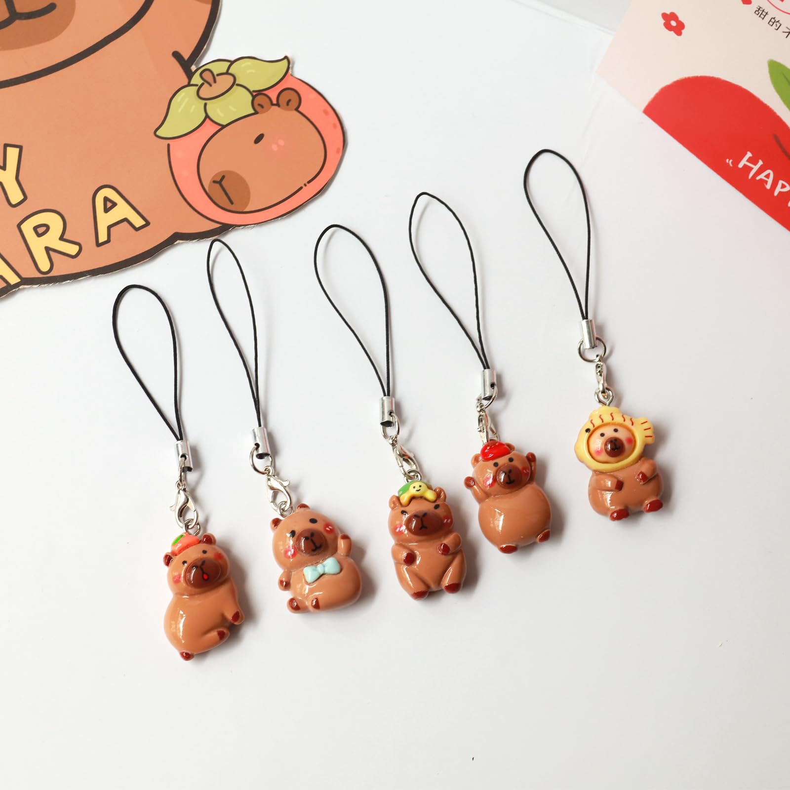 LJJINGXS 5 PCS Cute Capybara Phone Charms, Wallet, Keychain Pendant,Y2K Phone Charms for Friends Gift