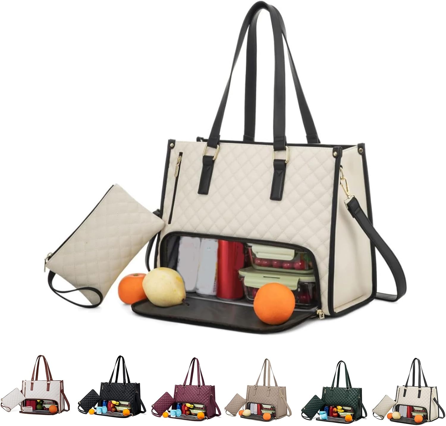 3 in 1 tote bag for women,laptop bag with lunch compartment,work tote with lunch compartment