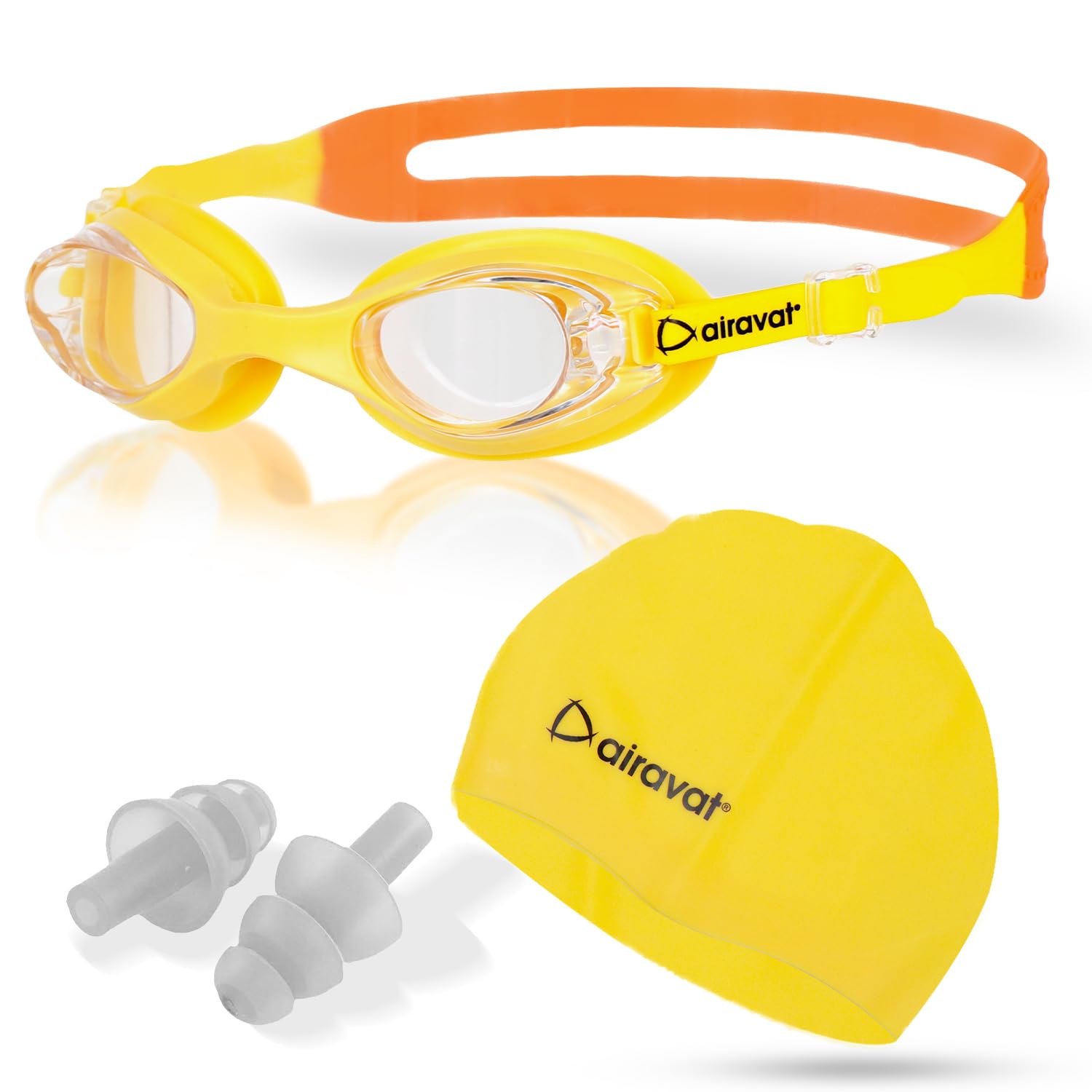 AIRAVAT Hydro 0027 Swimming kit, Swimming Set With Swimming Goggle Nose & Ear Plug And Swim Cap | Optic Quality Poly carbonate Lenses, 100% UV Protection Anti-fog Coated, Ultra Durable (Yellow) (B0CZJ64KCR) Amazon Price History, Amazon Price Tracker