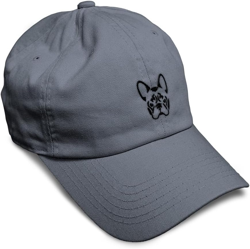 Custom Soft Baseball Hat Embroidered Dad Hat French Bulldog Silhouette Embroidery Men & Ladies Baseball Cap